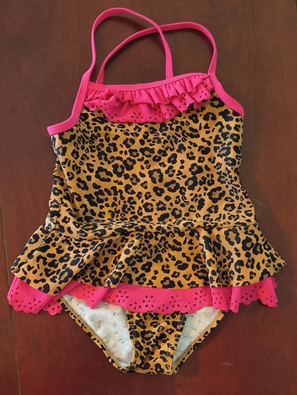 Koala Kids Pink-Trim Leopard Print Swimsuit
